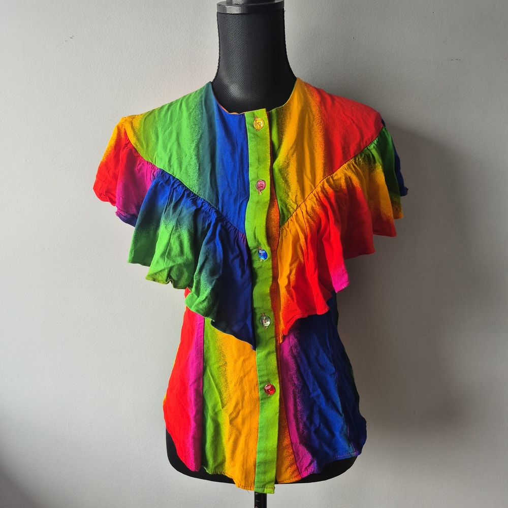 Vintage Rodeo Colorful Ruffled Top Deadstock